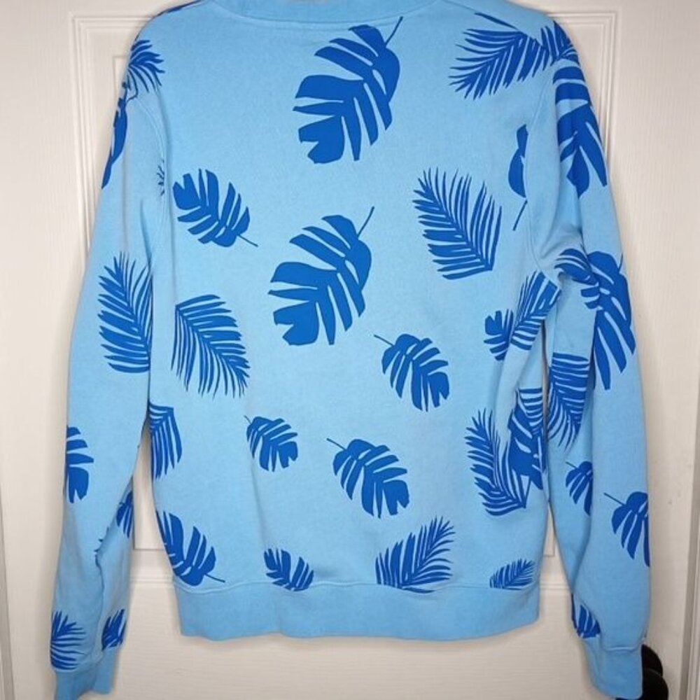 DCVIII Flamingos Palm Leaves Tropical Blue Sweatshirt Sz. Small - Picture 4 of 6
